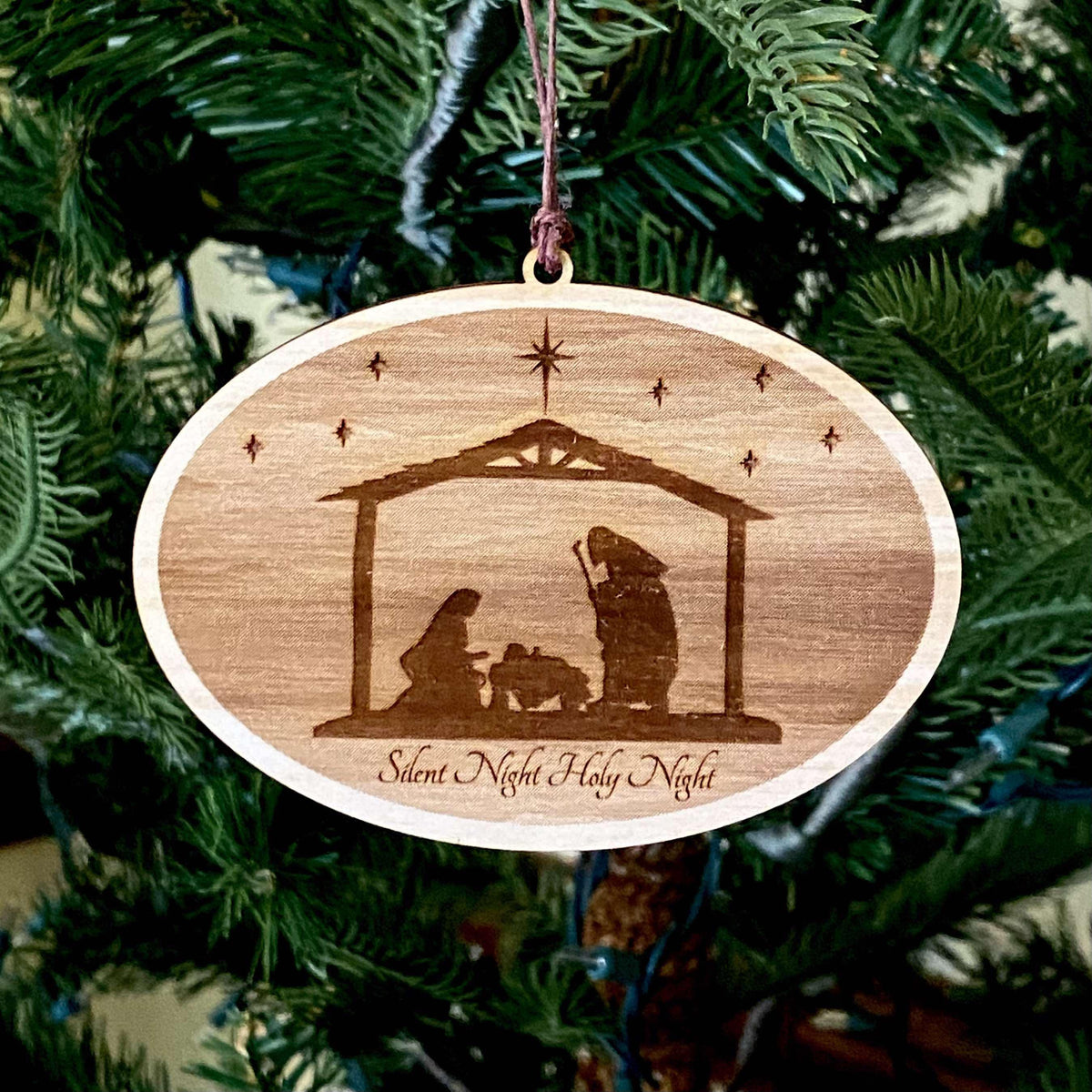 Nativity Ornament | Silent Night Holy Night Ornament | Christmas Gift | Laser Engraved Ornament | Wood Ornament | Christian Ornament