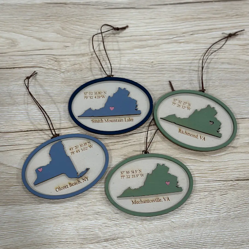 Personalized State Ornament | Laser Engraved Wood Keepsake