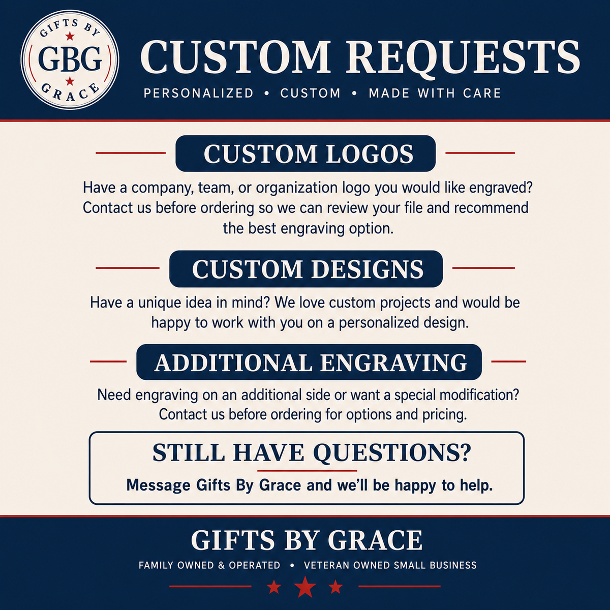 Gifts By Grace custom requests information