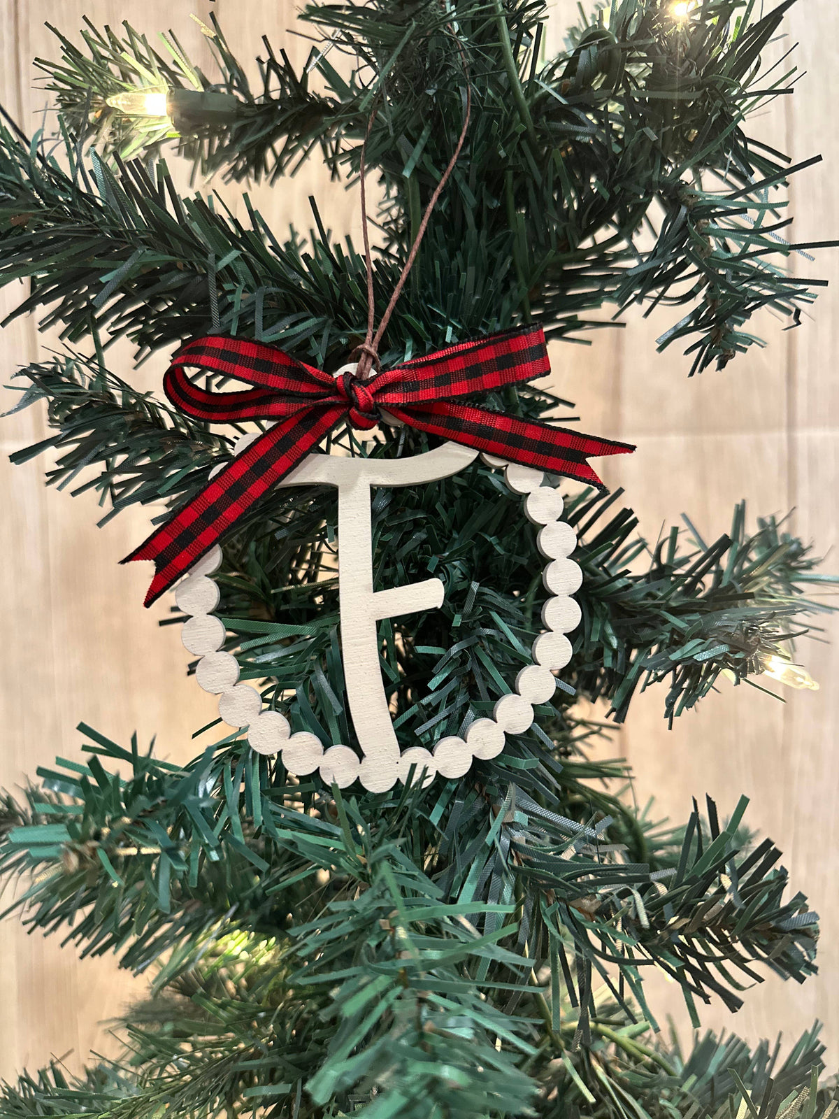 Scalloped Personalized Letter C Ornament- Laser Engraved