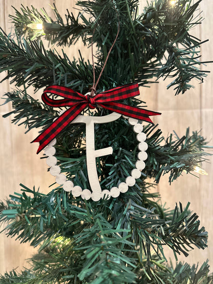 Scalloped Personalized Letter G Ornament- Laser Engraved