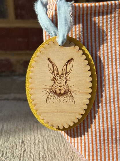 Yellow Custom Easter Gift - Laser Engraved Easter Basket Tag