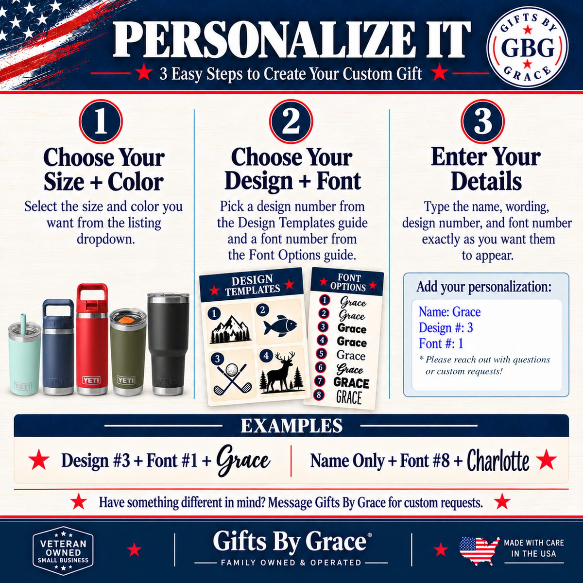 GBG Personalize It. Please reach out with questions or custom requests!