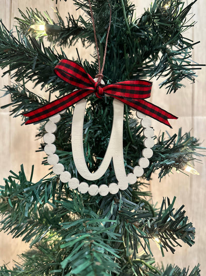 Scalloped Personalized Letter S Ornament- Laser Engraved