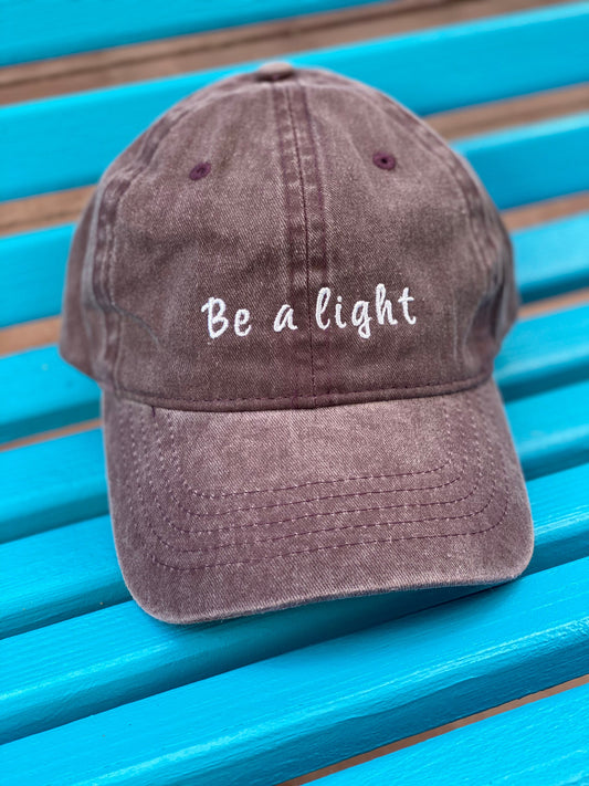 Embroidered Baseball Cap | Be a light baseball Cap | Embroidered faded hat | Christian hat | Woman’s hat| Embroidered hat| Cross hat