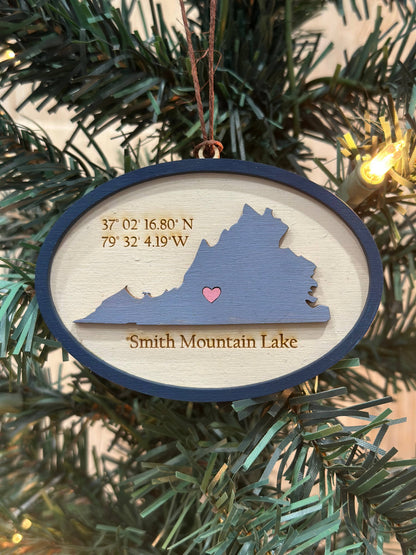Virginia personalized gift - Painted Laser Engraved Ornament
