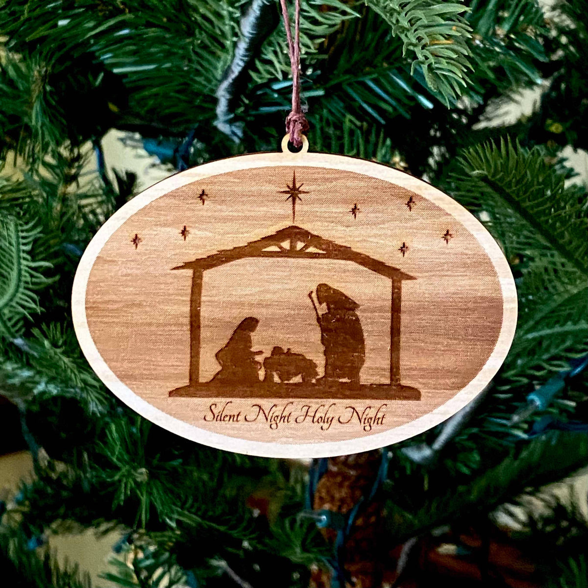 Nativity Silent Night Holy Night - Laser Engraved Ornament