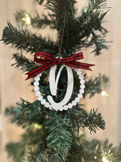 Scalloped Personalized Letter F Ornament- Laser Engraved