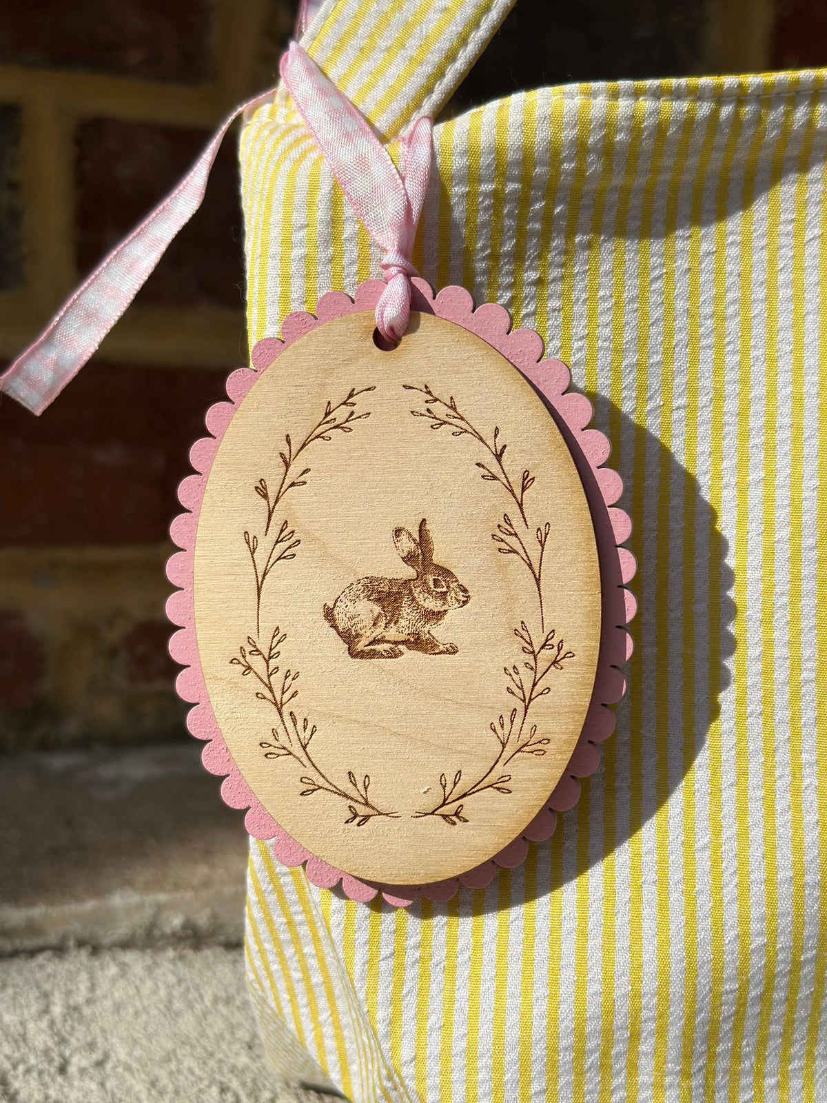 Pink Custom Easter Gift - Laser Engraved Easter Basket Tag