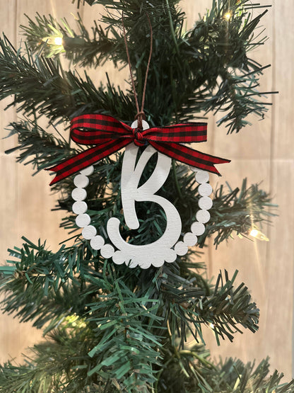 Scalloped Personalized Letter C Ornament- Laser Engraved