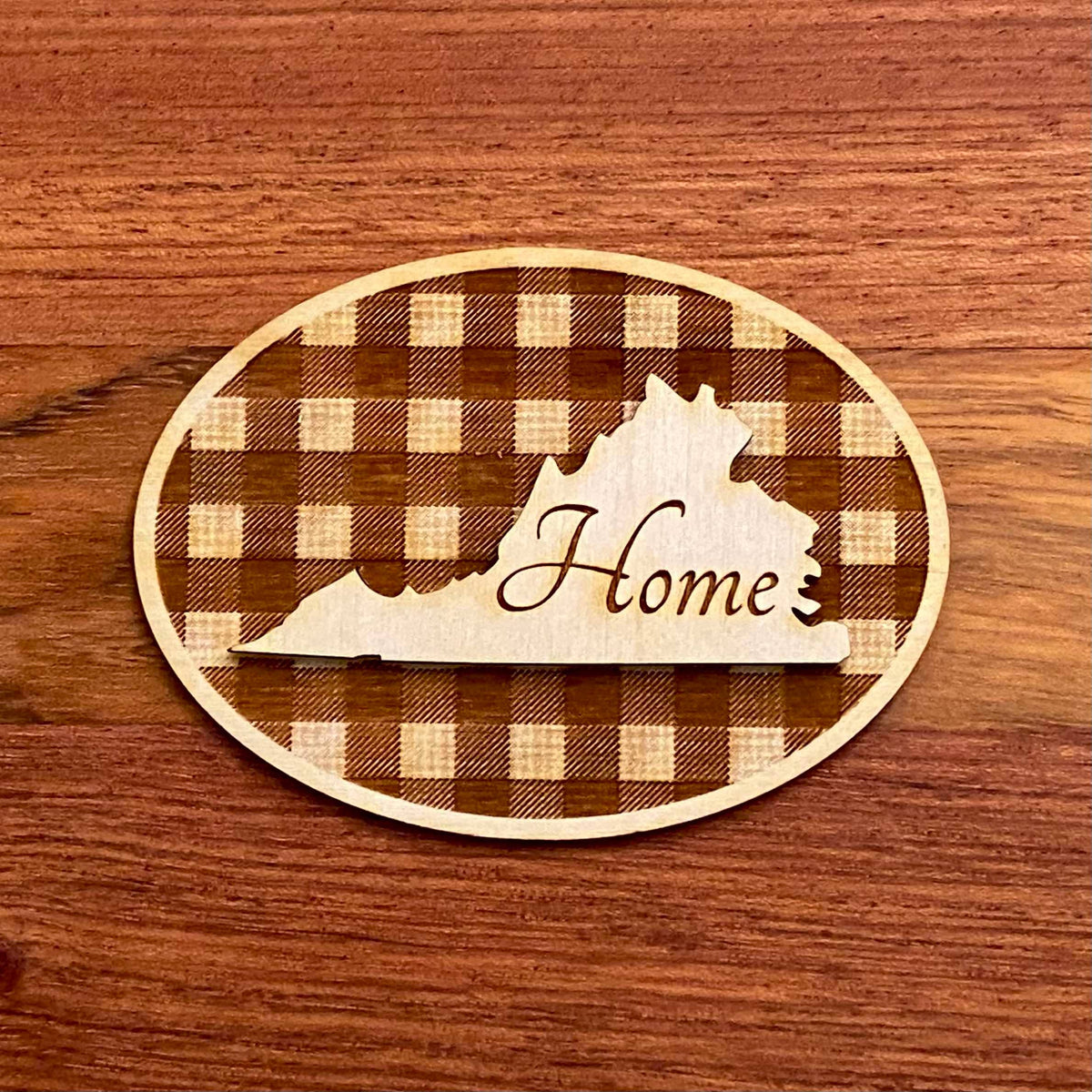 Virginia Home with Plaid Gift - Laser Engraved Magnet