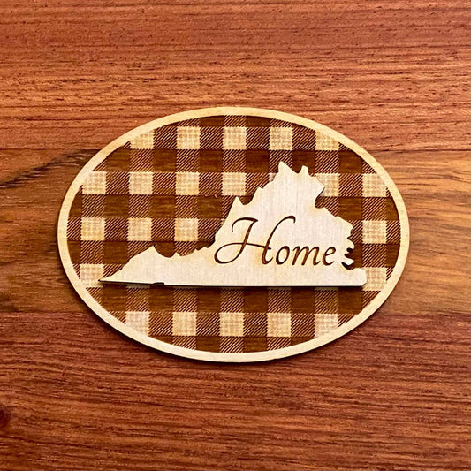Virginia Home with Plaid Gift - Laser Engraved Magnet