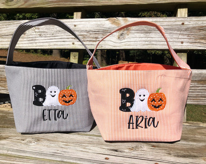 Personalized Halloween Bags | Trick or Treat Basket | Personalized Halloween Bucket | Embroidered Trick or Treat Bag | Halloween Tote