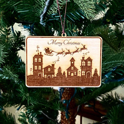 Vintage Merry Christmas - Laser Engraved Ornament