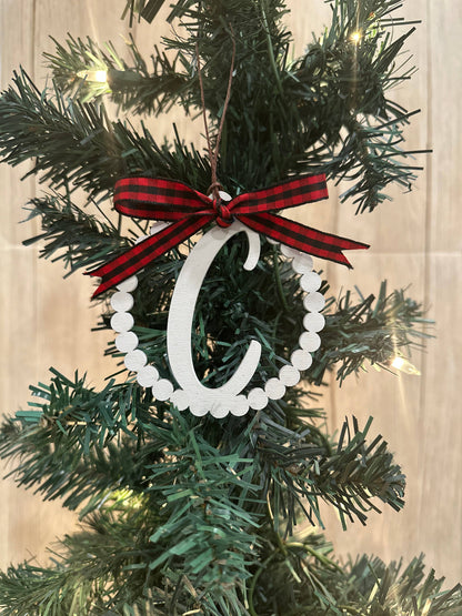 Scalloped Personalized Letter C Ornament- Laser Engraved