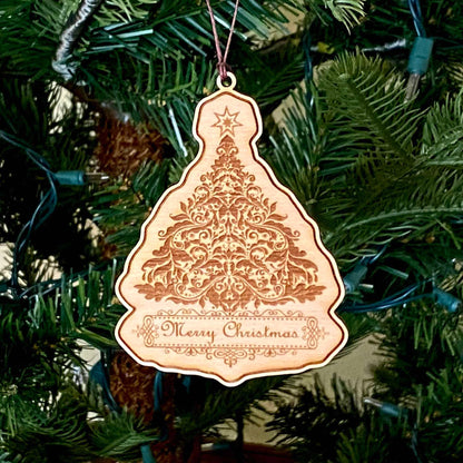 Vintage Bunnies Merry Christmas - Laser Engraved Ornament