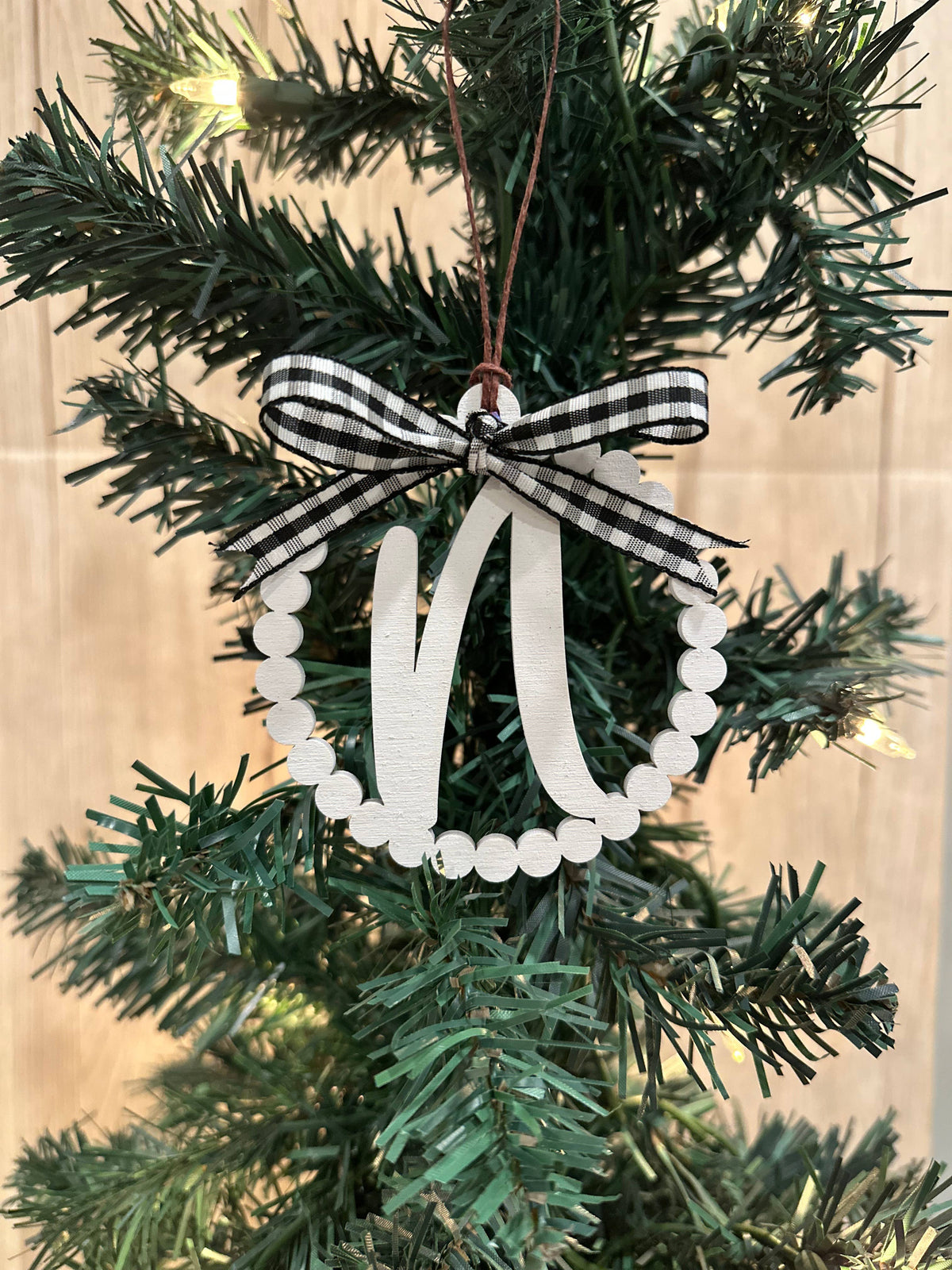 Scalloped Personalized Letter R Ornament- Laser Engraved