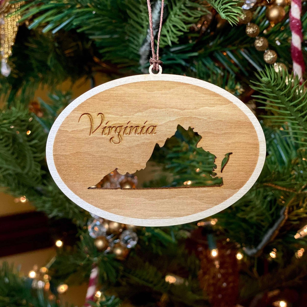 Virginia State Cut Out - Laser Engraved Ornament