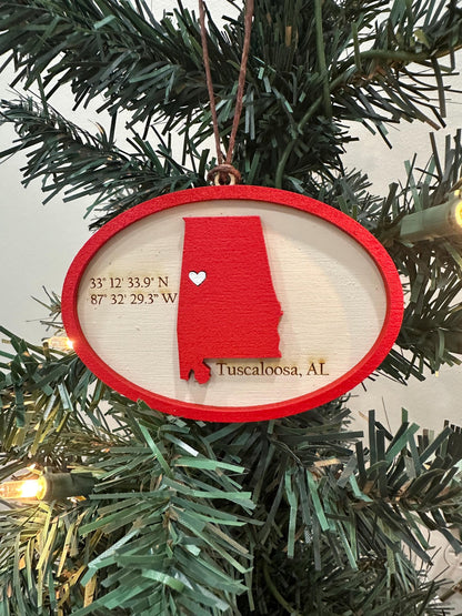 University of Alabama Engraved Ornament, Big Al Ornament, UA Gift, Personalized University of Alabama Ornament, Tuscaloosa AL, Bama Gift