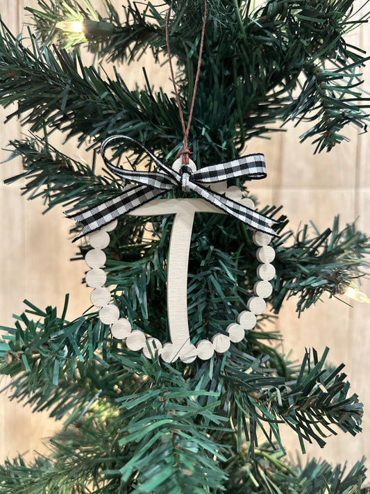 Scalloped Personalized Letter T Ornament- Laser Engraved