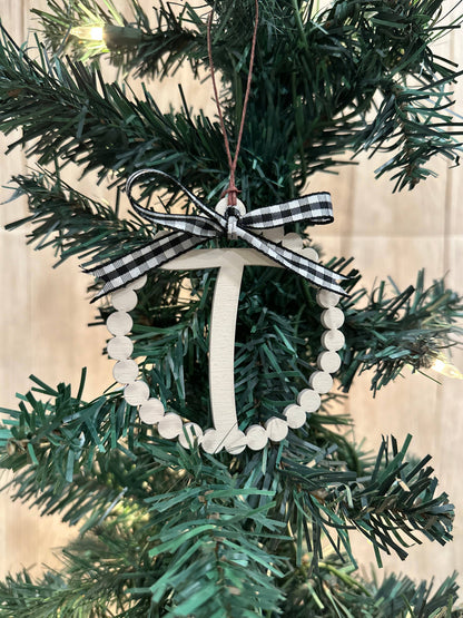 Scalloped Personalized Letter U Ornament- Laser Engraved