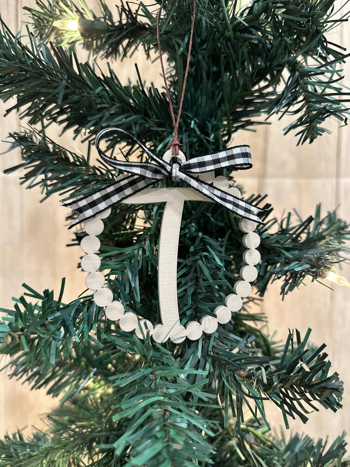 Scalloped Personalized Letter V Ornament- Laser Engraved