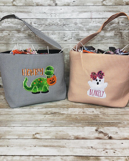 Personalized Halloween Bags | Trick or Treat Basket | Personalized Halloween Bucket | Embroidered Trick or Treat Bag | Halloween Tote