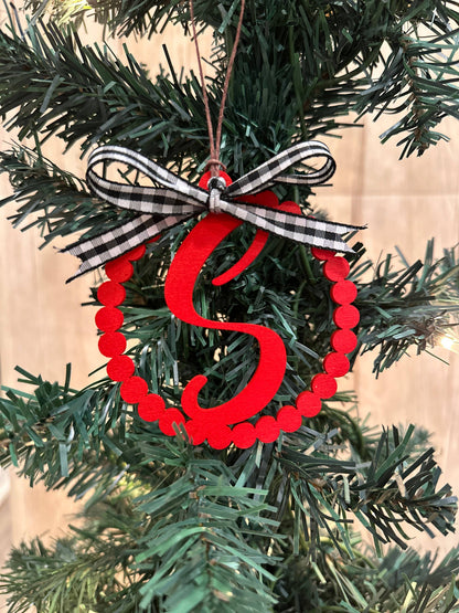 Scalloped Personalized Letter N Ornament- Laser Engraved