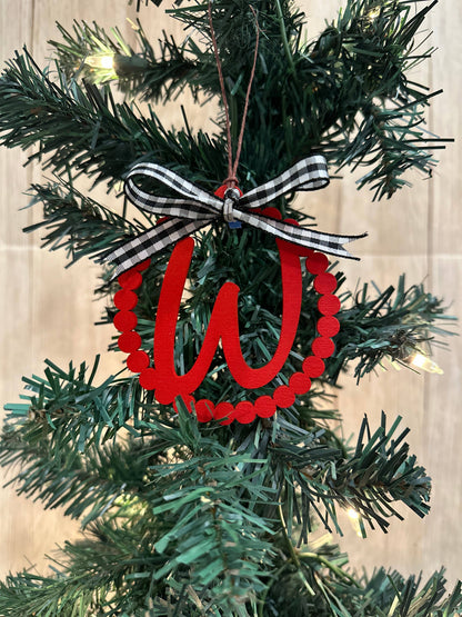 Scalloped Personalized Letter W Ornament- Laser Engraved