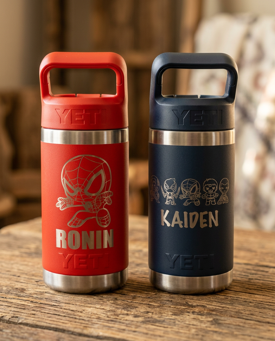 Personalized Superhero YETI kids bottle hero photo