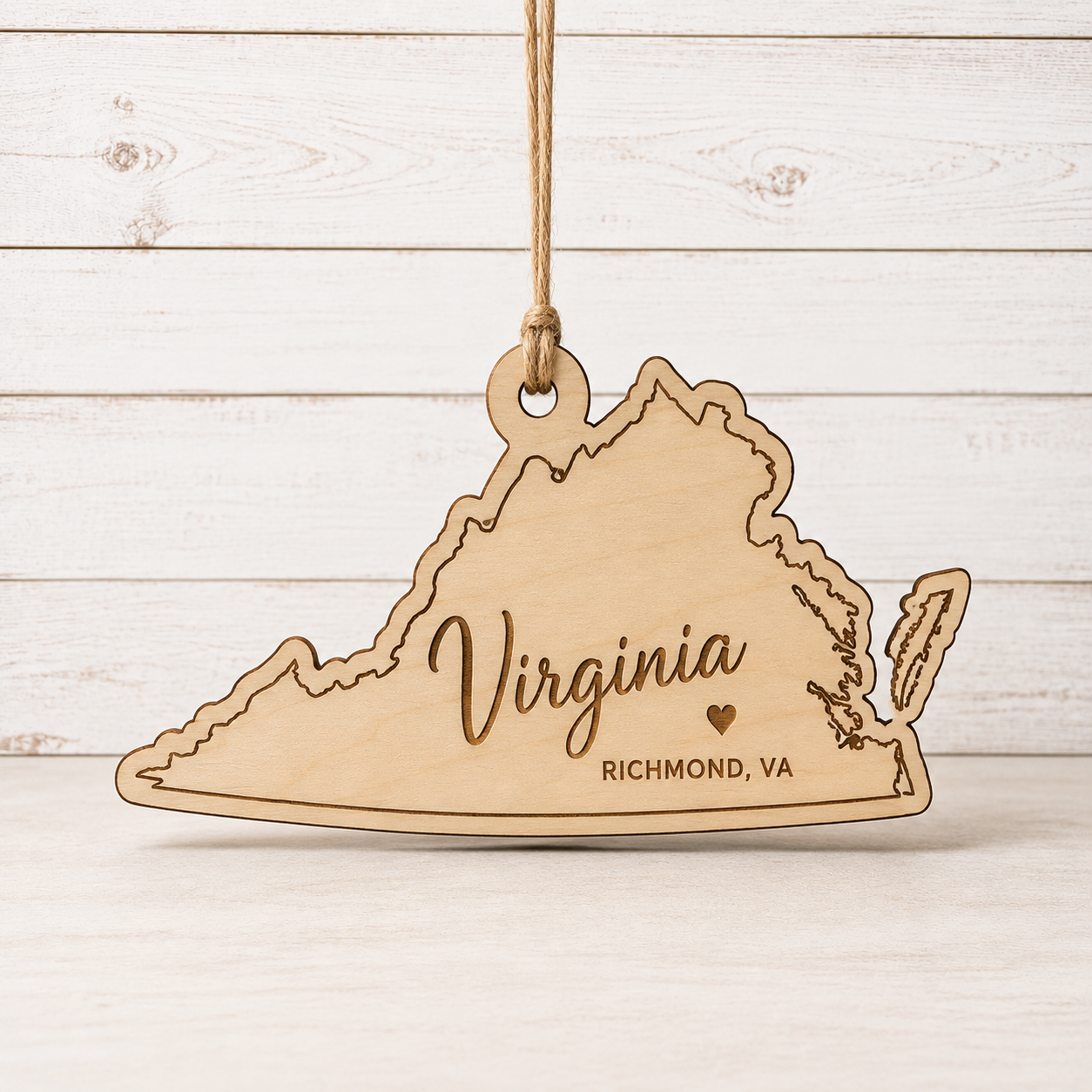 Personalized State Ornament | Laser Engraved Wood Keepsake