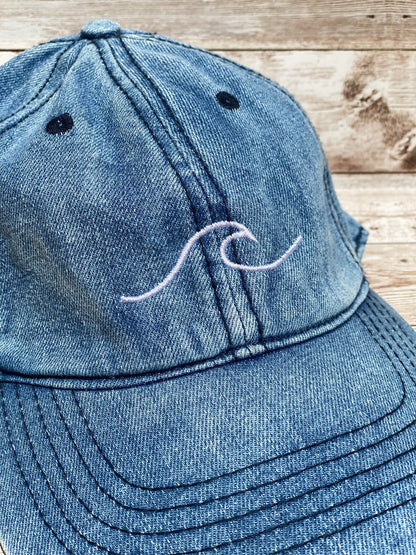 Embroidered Baseball Cap | Wave hat | Woman’s hat | Monogrammed Hat | Wave Outline Hat | Bachelorette Party Hat | Gift for Woman | Logo Hat