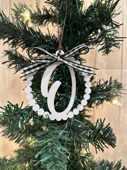 Scalloped Personalized Letter O Ornament- Laser Engraved