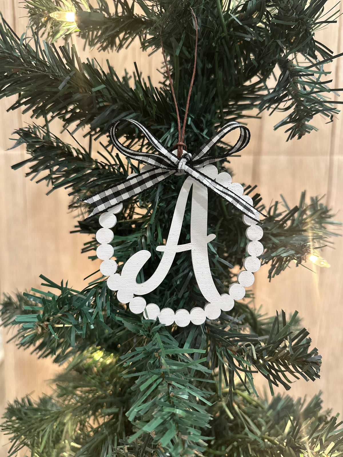 Scalloped Personalized Letter A Ornament- Laser Engraved