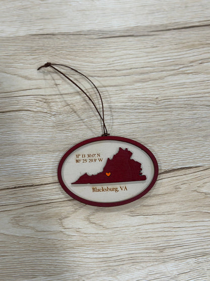 College personalized gift - Virginia Tech Ornament