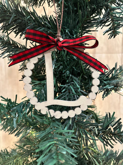 Scalloped Personalized Letter I Ornament- Laser Engraved