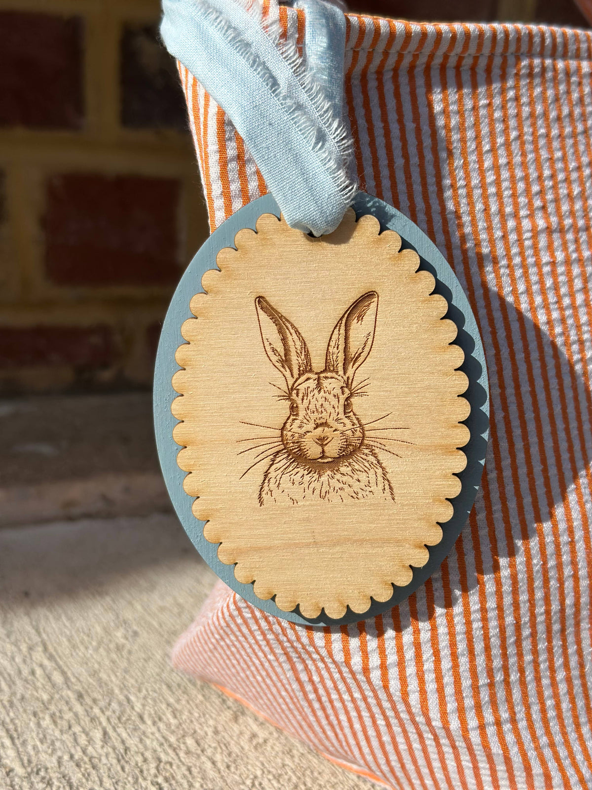 Blue Custom Easter Gift - Laser Engraved Easter Basket Tag