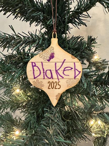 2025 Handwritten Name Christmas Ornament, Kid Keepsake, Child Keepsake Ornament, Handwritten Ornament for Grandparent, Personalized