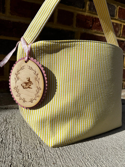 Pink Custom Easter Gift - Laser Engraved Easter Basket Tag