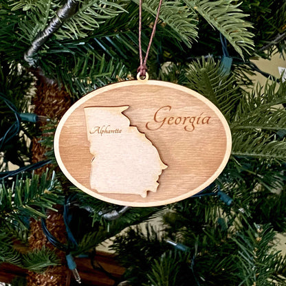 Georgia State Personalized Ornament | Custom Laser Engraved Gift | Personalized Gift | Custom State Gift