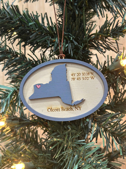 New York personalized gift - Painted Laser Engraved Ornament