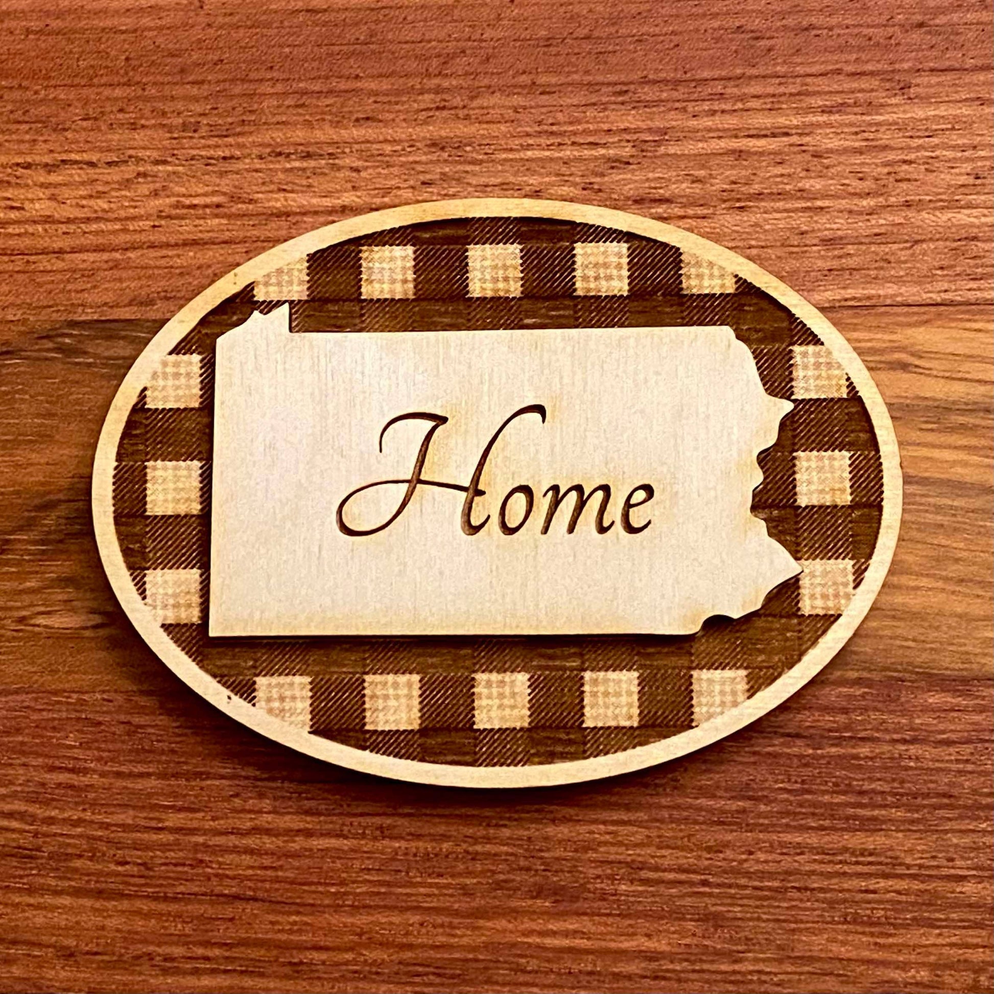 Pennsylvania Home with Plaid Gift - Laser Engraved Magnet