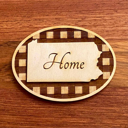 Pennsylvania Home with Plaid Gift - Laser Engraved Magnet