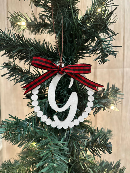 Scalloped Personalized Letter H Ornament- Laser Engraved