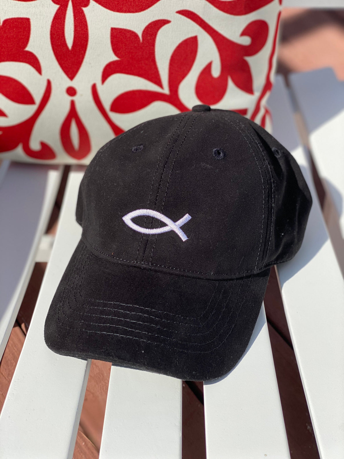 Embroidered Jesus fish baseball cap