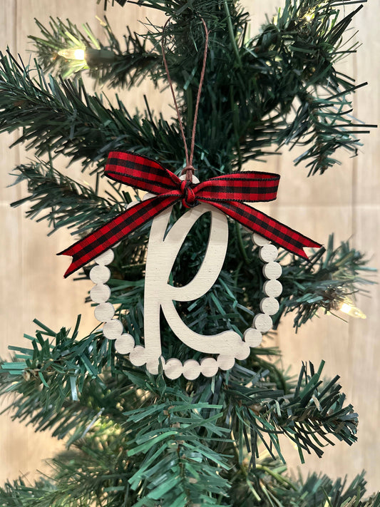 Scalloped Personalized Letter R Ornament- Laser Engraved