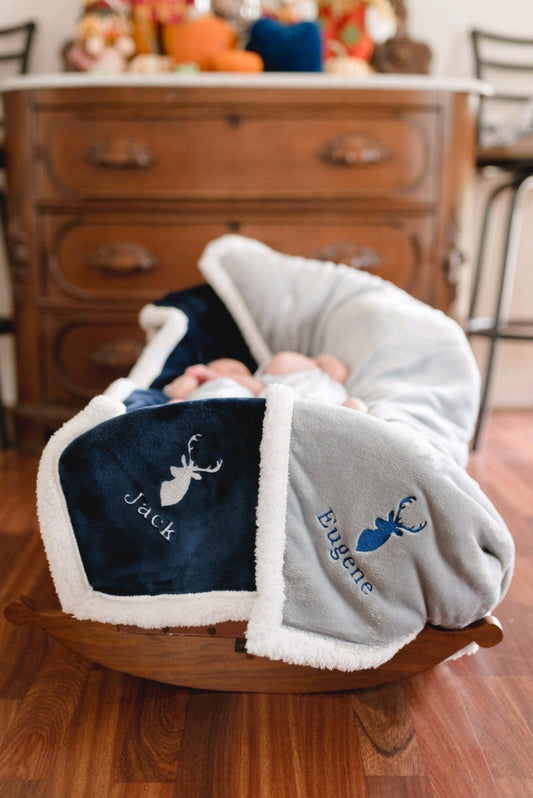 Personalized blanket, personalized baby blanket, Embroidered Sherpa blanket, Embroidered monogram blanket, monogrammed Sherpa blanket