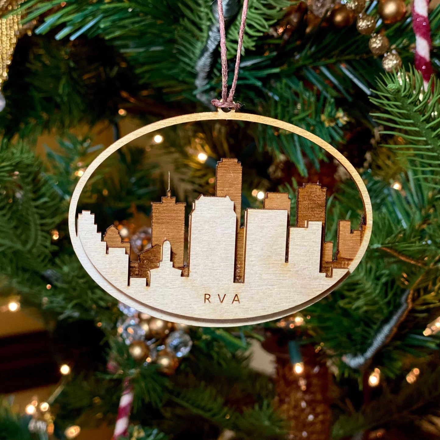 RVA Skyline (Richmond, VA) - Laser Engraved Ornament