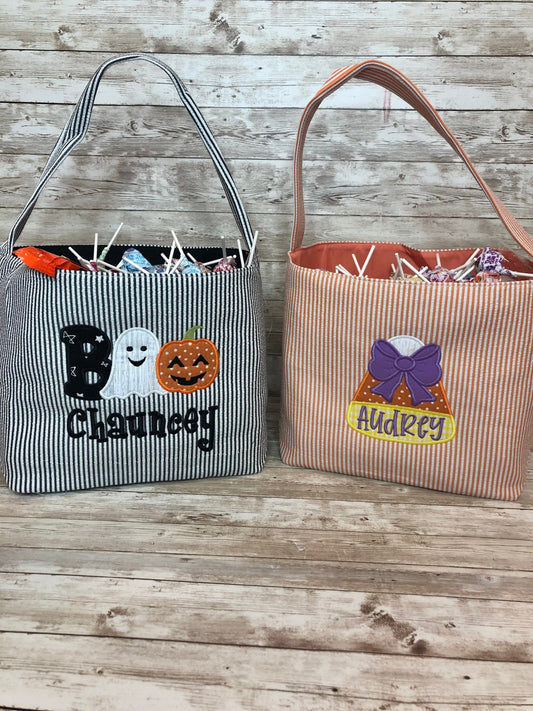 Personalized Halloween Bags | Trick or Treat Basket | Personalized Halloween Bucket | Embroidered Trick or Treat Bag | Halloween Tote