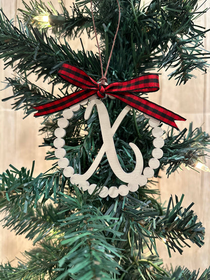 Scalloped Personalized Letter Y Ornament- Laser Engraved